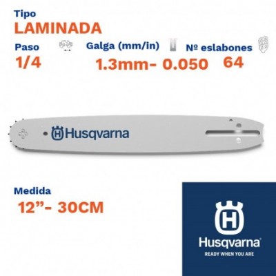 Husqvarna espada laminada 1.3mm 64 eslabones-pc 1/4   12"- 30cm