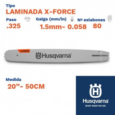 Husqvarna espada laminada x-force 1.5mm 80 eslabones-pc .325  20"- 50cm