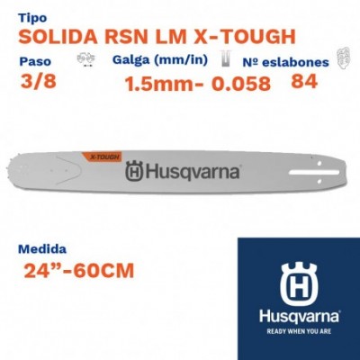 Husqv. espada solida x-tough rsn lm 1.5mm 84 eslabones-pc 3/8  24"- 60cm