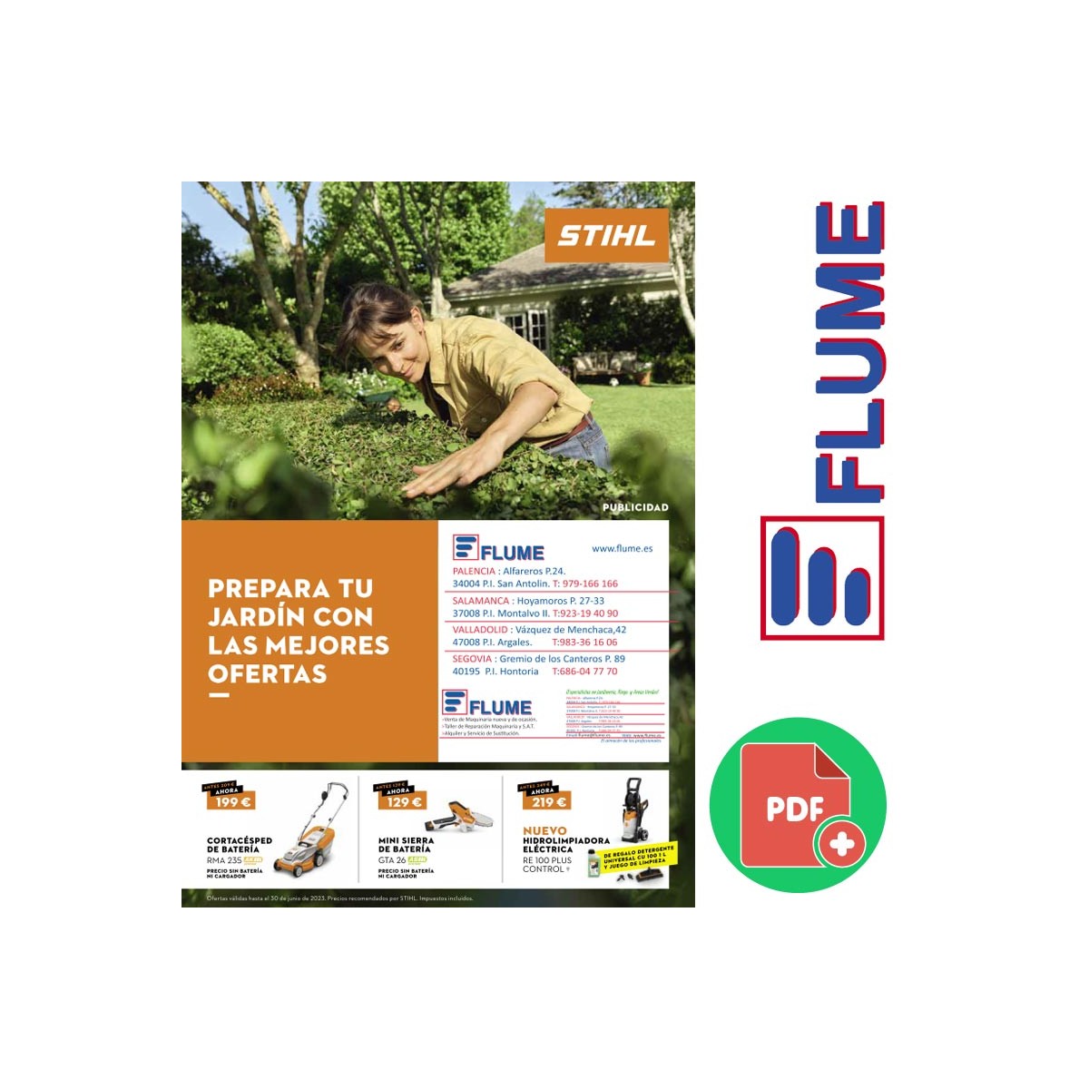 Descarga el folleto de Ofertas Máquinas Stihl Jardín y Forestal Primavera 2023 en FLUME